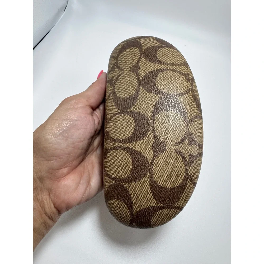 Coach Signature Monogram Hard Shell Sunglasses Eyeglasses Case with Cloth Brown
